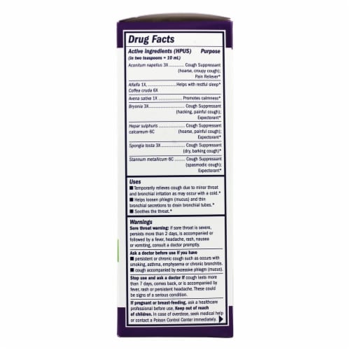 Boericke & Tafel Nighttime Cough Bronchial Syrup Perspective: back