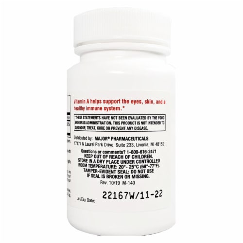 Major® Vitamin A Capsules 3000 mcg Perspective: back