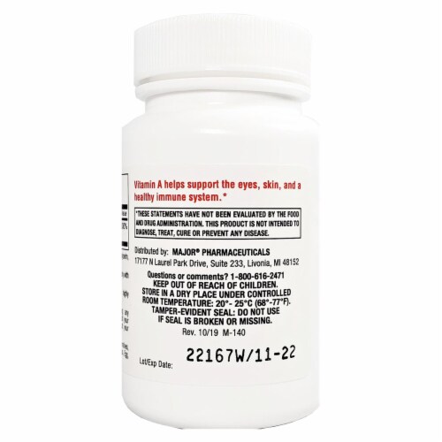 Major® Vitamin A Capsules 3000 mcg Perspective: back