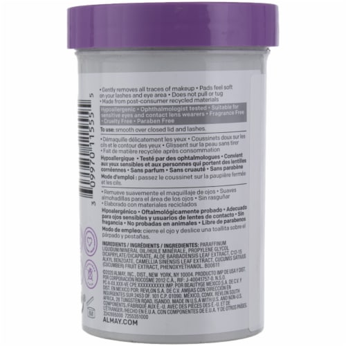 Almay Biodegradable Long Wear And Waterproof Eye Makeup Remover Pads Perspective: back