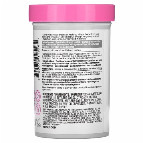 Almay Biodegradable Oil-Free Micellar Eye Makeup Remover Pads Perspective: back