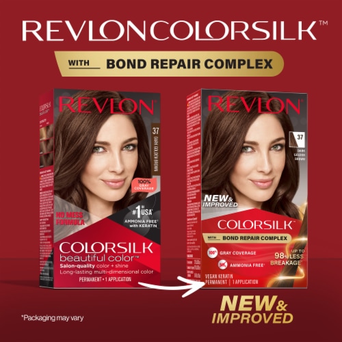 Revlon ColorSilk Permanent Hair Color with Bond Repair Complex 037 Dark Golden Brown Perspective: back