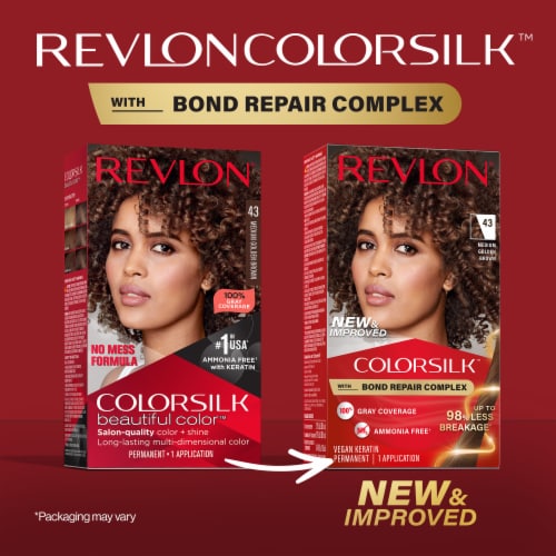 Revlon ColorSilk 43 Medium Golden Brown Permanent Hair Color Perspective: back
