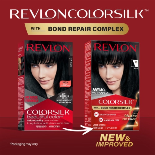 Revlon ColorSilk Permanent Hair Color with Bond Repair Complex 010 Black Perspective: back