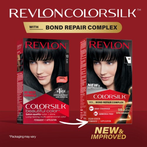Revlon ColorSilk 010 Black Permanent Hair Color Perspective: back