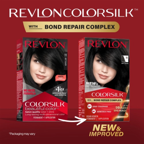 Revlon ColorSilk Permanent Hair Color with Bond Repair Complex 011 Soft Black Perspective: back