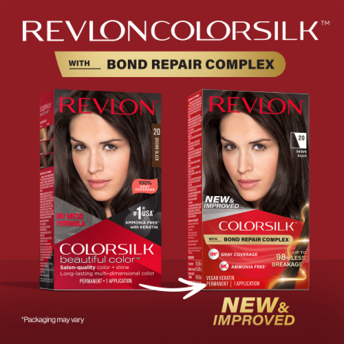 Revlon ColorSilk Permanent Hair Color with Bond Repair Complex 020 Brown Black Perspective: back