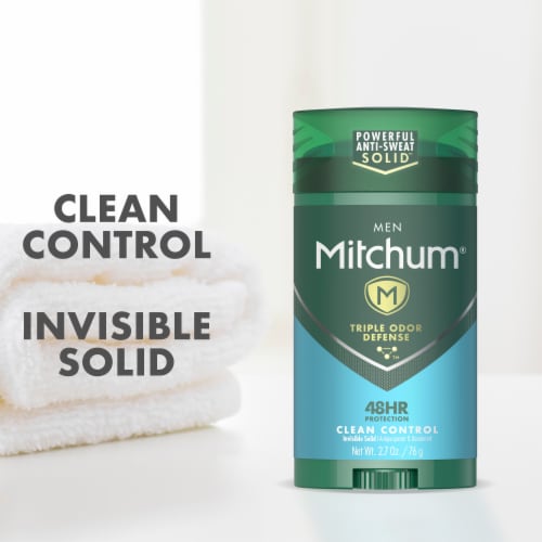 Mitchum Men Triple Odor Defense Clean Control Invisible Solid Antiperspirant Deodorant Perspective: back