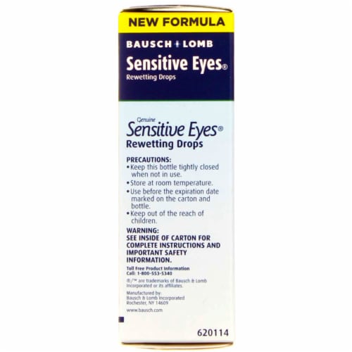 Bausch & Lomb Sensitive Eyes Rewetting Drops Perspective: back