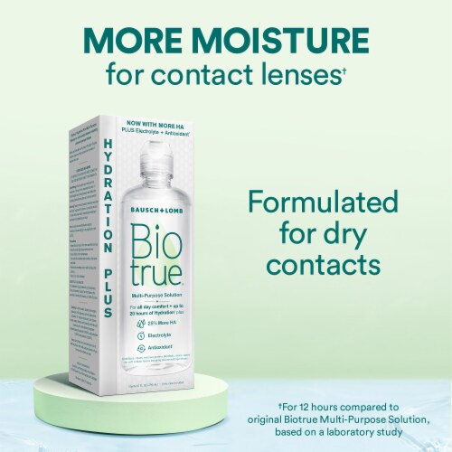 Biotrue Hydration Plus Contact Lens Solution Multi-Purpose Soft Lens Cleaner Perspective: back