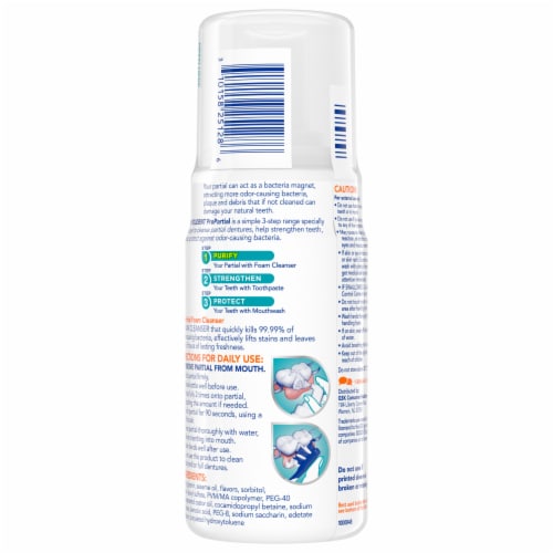 Polident Pro Partial Foam Step 1 Denture Cleanser Perspective: back