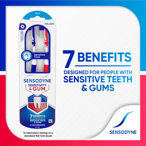 Sensodyne Sensitivity & Gum, Sensitive Care Toothbrush, Designed for Sensitive Teeth & Gums Perspective: back