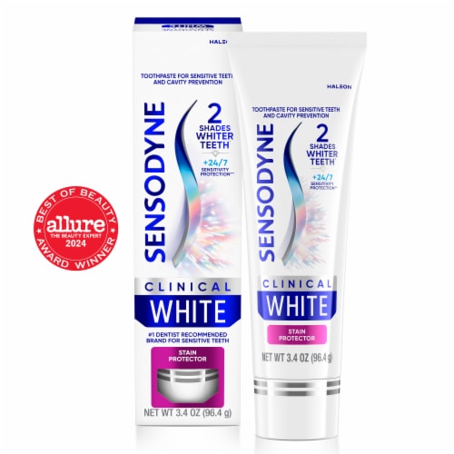 Sensodyne Clinical White Toothpaste For Sensitive Teeth, Stain Protector Perspective: back