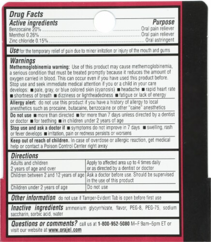 Orajel® 3x Medicated Toothache and Gum Instant Pain Relief Gel Perspective: back