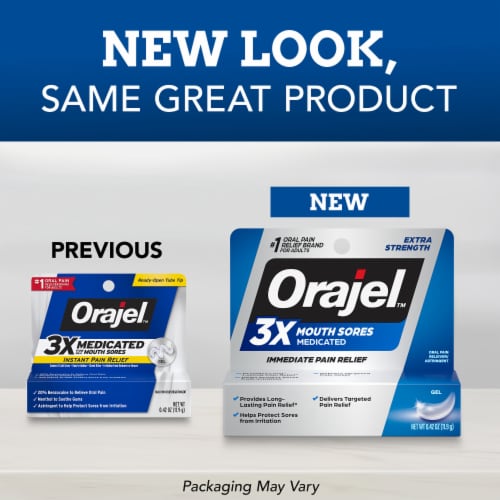 Orajel 3x Medicated Mouth Sores Instant Pain Relief Gel Perspective: back