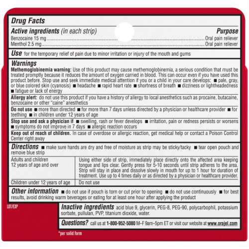 Orajel Cool Mint Taste Toothache Strips 8 Count 8 Ct Food 4 Less