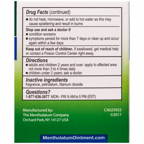 Mentholatum® Original Ointment Topical Analgesic Rub Perspective: back