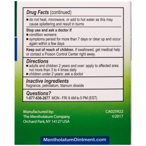 Mentholatum® Original Ointment Topical Analgesic Rub Perspective: back