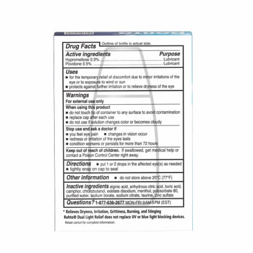 Rohto® Dual Light Relief Lubricant Eye Drops Perspective: back