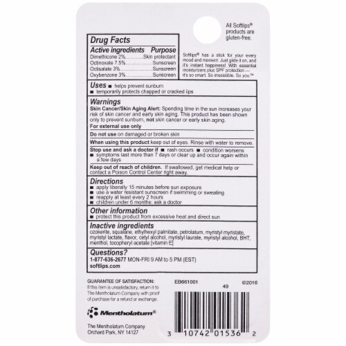 Softlips® Lip Protectant Sunscreen - Peppermint Perspective: back