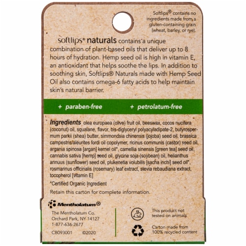 Softlips Naturals Hemp Seed Lip Balm - Honey Mint Perspective: back