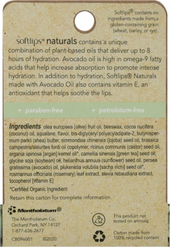 Softlips Naturals Avacado Oil Lip Balm - Honey Mint Perspective: back