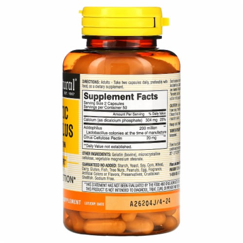 PROBIOTIC ACIDOPHILUS WITH PECTIN CAPSULES Perspective: back