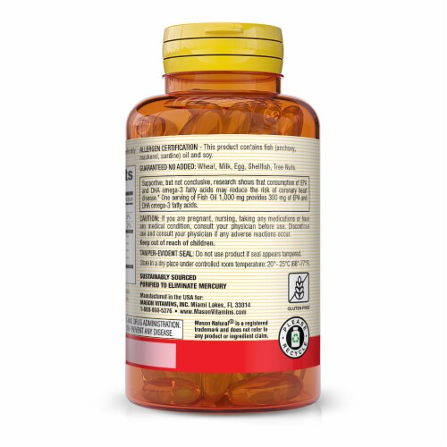 FISH OIL 1,000MG OMEGA-3 300MG NO BURP SOFTGELS, 1 - Smith’s Food and Drug
