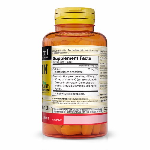 Mason Natural Plant Based Quercetin Tablet Perspective: back