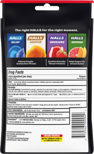 HALLS Relief Intense Cooling Extra Strong Menthol Flavor Oral Anesthetic Drops Perspective: back