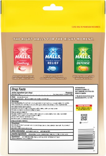 HALLS Honey Vanilla Soothing Cough Drops Perspective: back