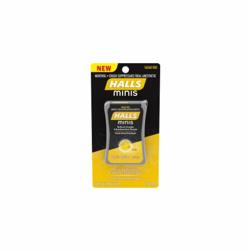 HALLS Minis Sugar Free Honey Lemon Flavor Cough Suppressant Drops Perspective: back