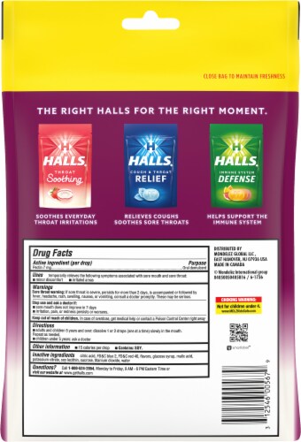 Halls Cool Berry Throat Soothing Drops Perspective: back