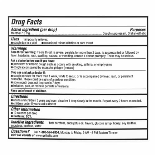 HALLS Honey Lemon Cough Drops Economy Pack Perspective: back
