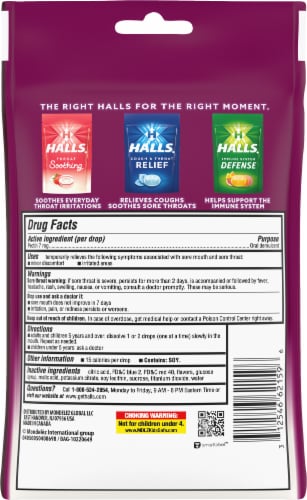 HALLS Breezers Cool Berry Flavor Pectin Throat Drops Perspective: back