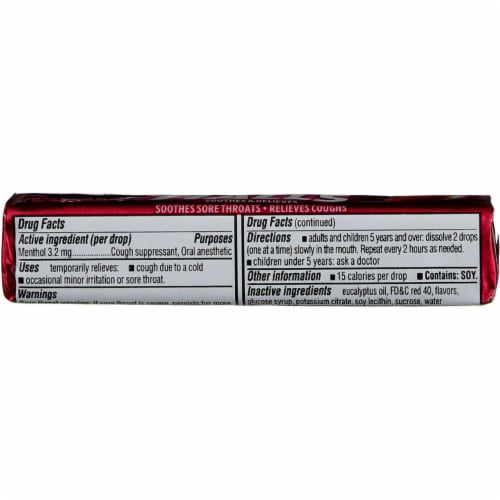 Halls Soothes & Relieves Strawberry Cough Drops Perspective: back