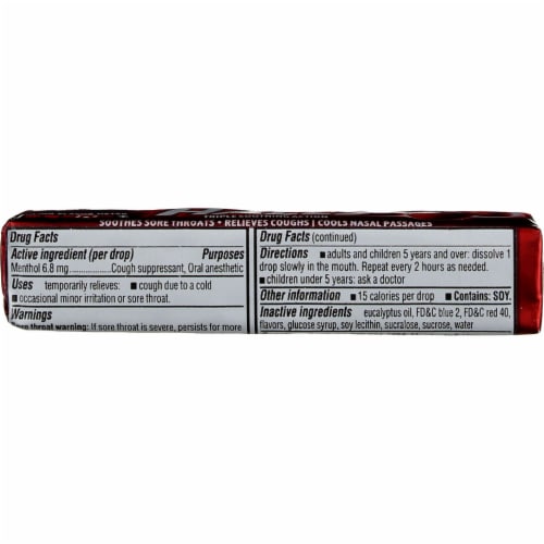 Halls Triple Soothing Action Cough Drops, Cherry, 9 Ct Perspective: back