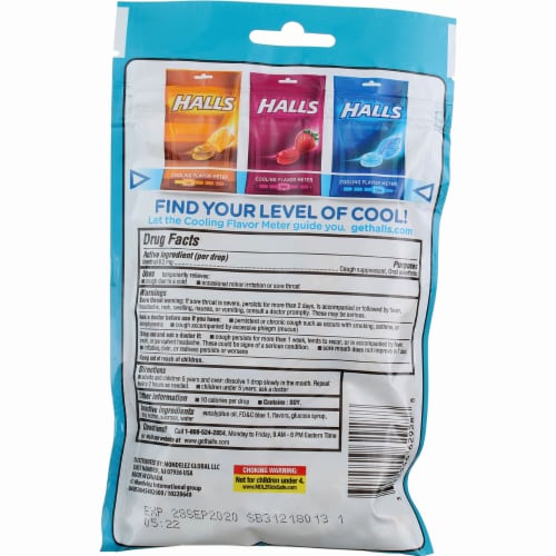 HALLS Relief Ice Peppermint Flavored Menthol Cough Drops 30 Count Perspective: back