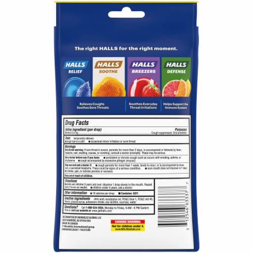 HALLS Relief Mentho-Lyptus Flavored Cough Suppressant Drops Perspective: back