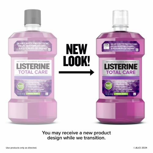 Listerine Total Care Mouthwash Fresh Mint Anticavity Fluoride Oral Rinse with 6 Benefits in 1 Perspective: back