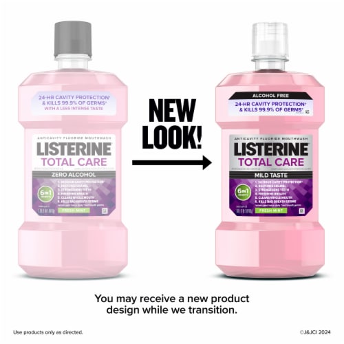 Listerine Total Care Mouthwash Fresh Mint Anticavity Fluoride Oral Rinse with 6 Benefits in 2 Perspective: back