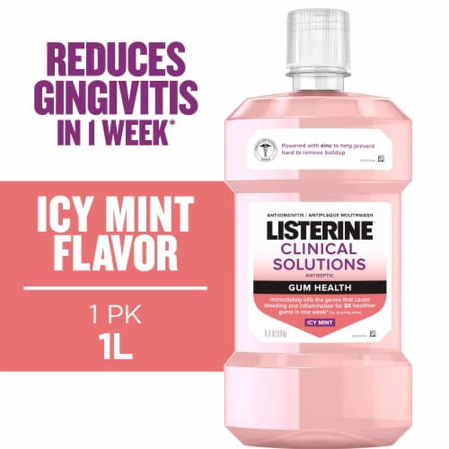 Listerine Clinical Solutions Antiseptic Mouthwash for Gum Health Antigingivitis Icy Mint Oral Rinse Perspective: back
