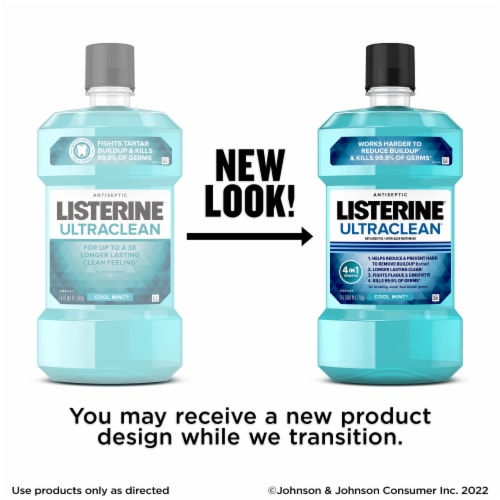Listerine Ultraclean Antiseptic Mouthwash Cool Mint Oral Rinse with Everfresh Technology Perspective: back