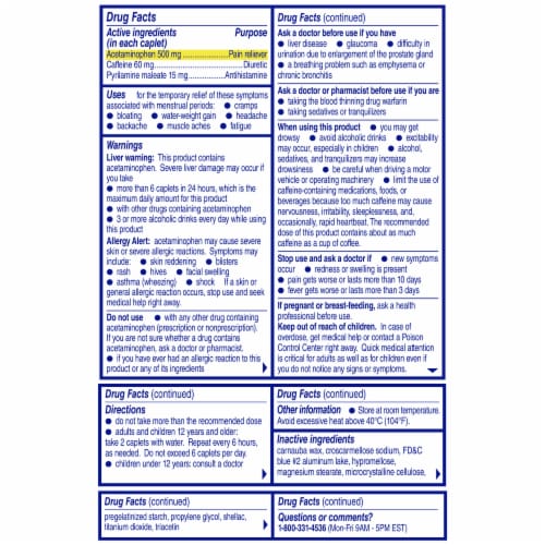 Midol Complete Multi-Symptom Period Relief Acetaminophen Caplets Perspective: back