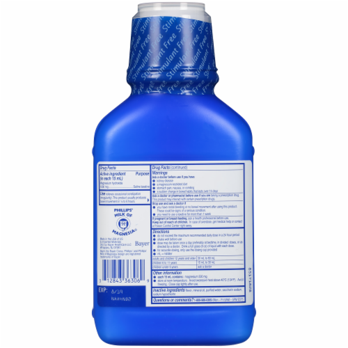 Phillips® Fresh Mint Milk of Magnesia Liquid Laxative Bottle Perspective: back