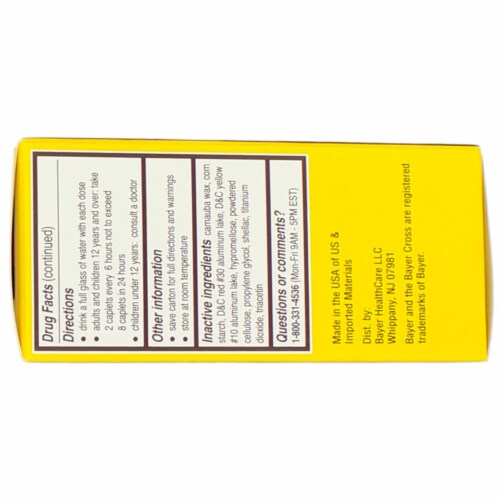 Bayer Extra Strength Back & Body Coated Aspirin Caplets 500 mg Perspective: back