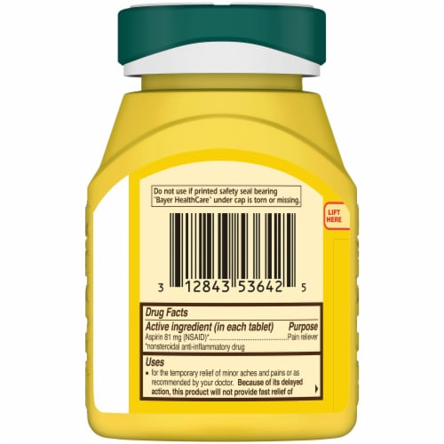Bayer® Low Dose Safety Coated Pain Relief 81mg Asprin Tablets Perspective: back