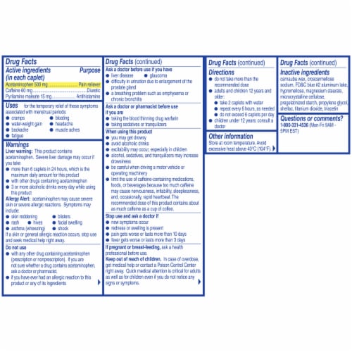 Midol® Complete Multi-Symptom Menstrual Pain Relief Acetaminophen Caplets Perspective: back