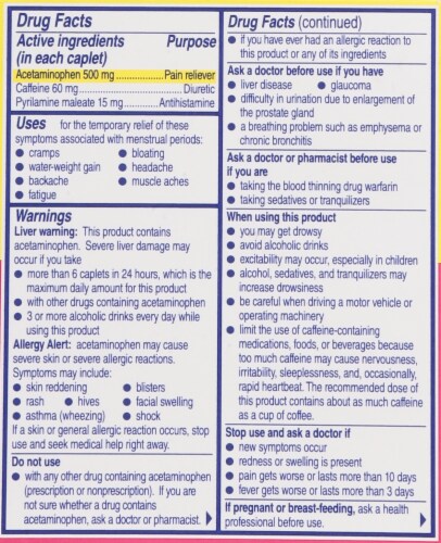 Midol® Complete Multi-Symptom Relief Caplets Perspective: back