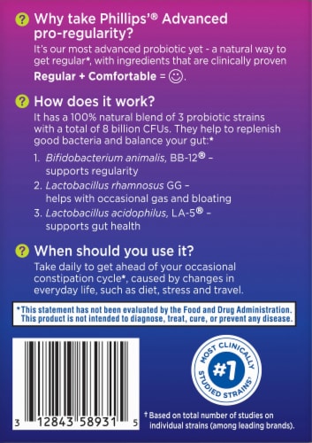 Yobalex Phillips'® Pro-Regularity Daily Probiotic Vegetarian Capsules Perspective: back